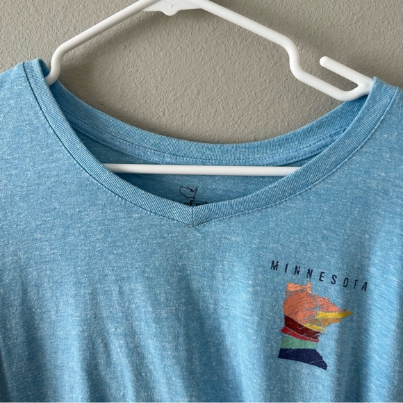 State of Mine Light Blue V-Neck Long Sleeve Minnesota Tee Size Medium Women’s - Picture 9 of 12